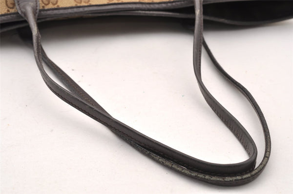 Authentic GUCCI New Britt Shoulder Tote Bag GG Canvas Leather 169946 Brown 8468I