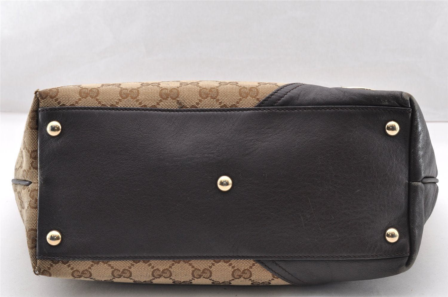 Authentic GUCCI New Britt Shoulder Tote Bag GG Canvas Leather 169946 Brown 8468I