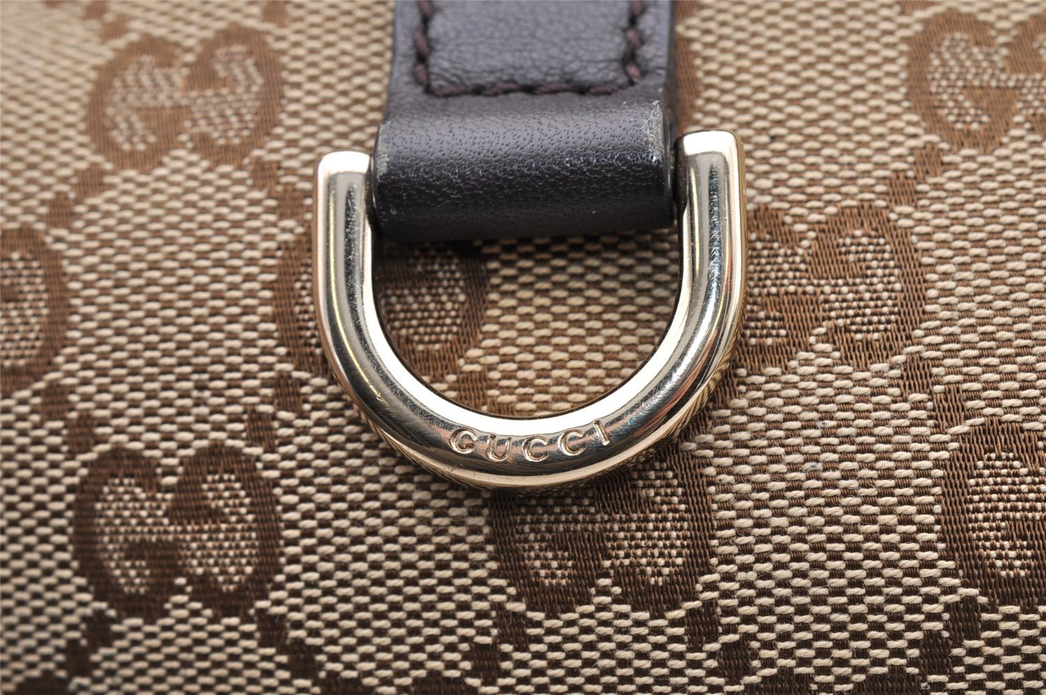 Authentic GUCCI New Britt Shoulder Tote Bag GG Canvas Leather 169946 Brown 8468I