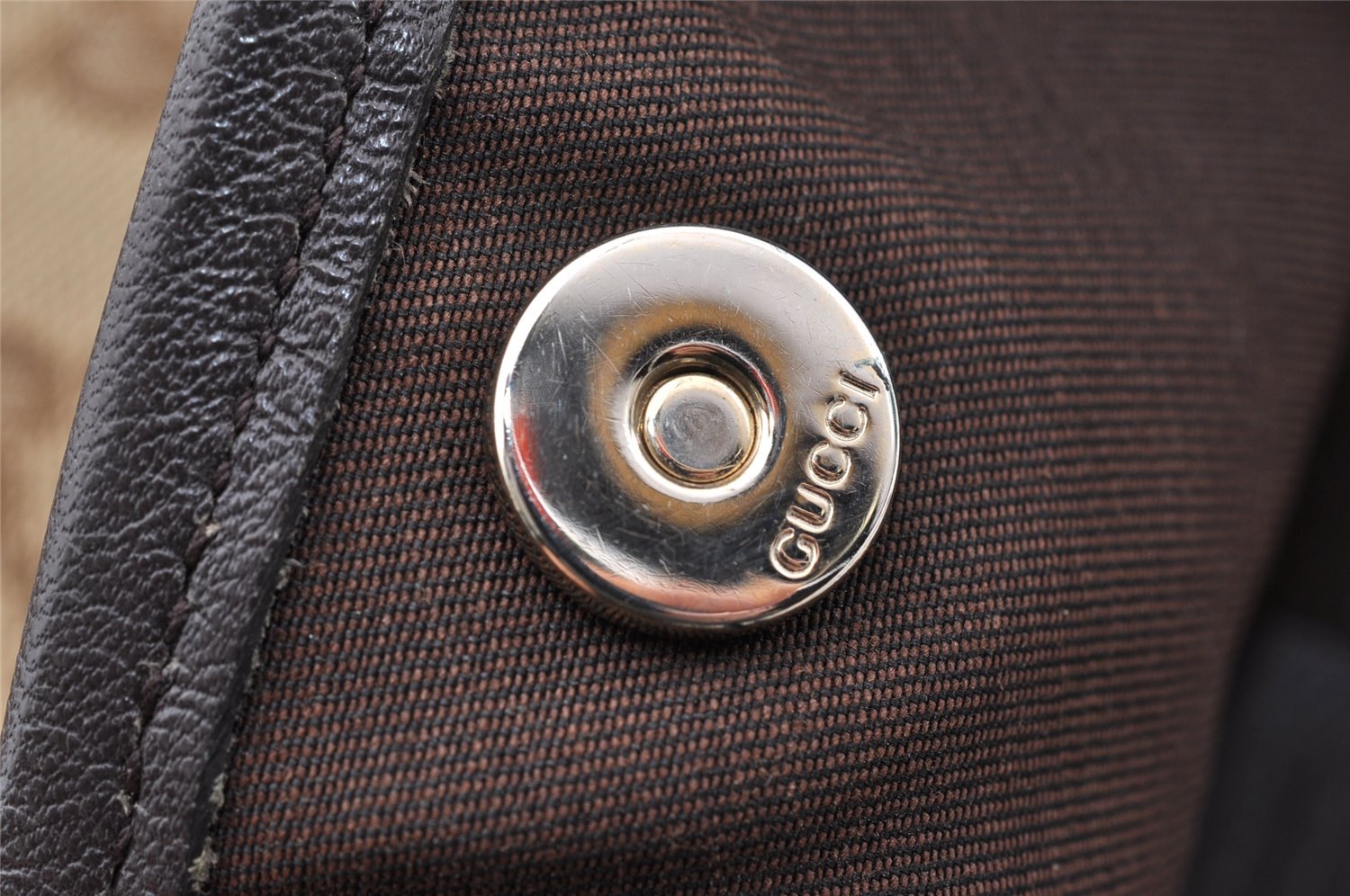 Authentic GUCCI New Britt Shoulder Tote Bag GG Canvas Leather 169946 Brown 8468I