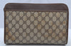 Authentic GUCCI Vintage Clutch Hand Bag Purse GG PVC Leather Brown 8469I