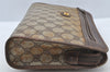 Authentic GUCCI Vintage Clutch Hand Bag Purse GG PVC Leather Brown 8469I