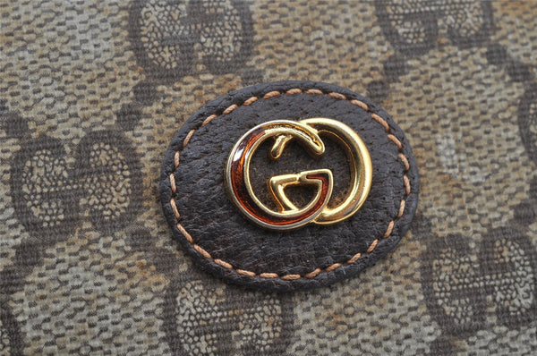 Authentic GUCCI Vintage Clutch Hand Bag Purse GG PVC Leather Brown 8469I