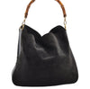 Authentic GUCCI Vintage Bamboo Shoulder Hand Bag Suede Leather Navy Junk 8470I