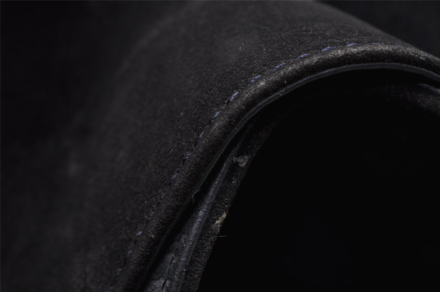 Authentic GUCCI Vintage Bamboo Shoulder Hand Bag Suede Leather Navy Junk 8470I