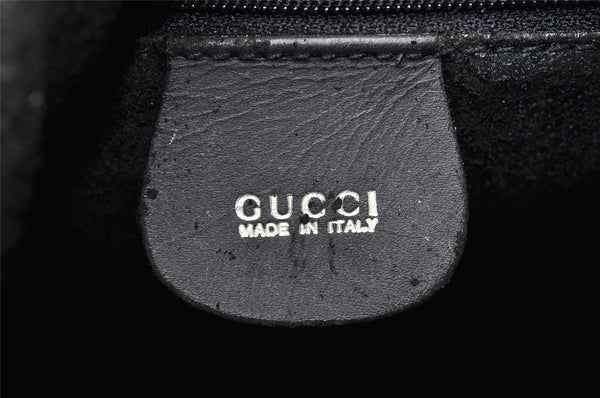 Authentic GUCCI Vintage Bamboo Shoulder Hand Bag Suede Leather Navy Junk 8470I