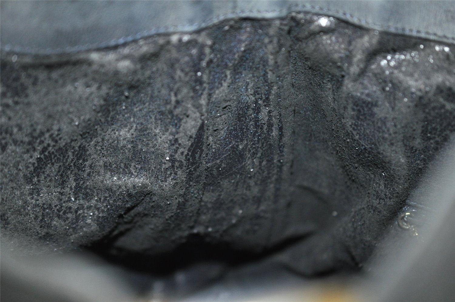 Authentic GUCCI Vintage Bamboo Shoulder Hand Bag Suede Leather Navy Junk 8470I