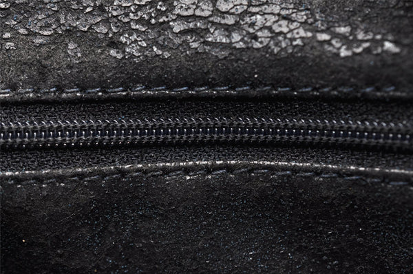 Authentic GUCCI Vintage Bamboo Shoulder Hand Bag Suede Leather Navy Junk 8470I