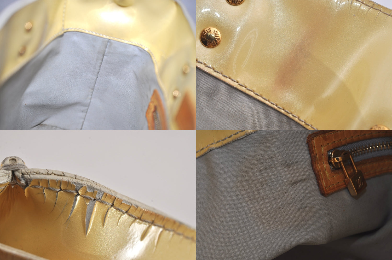 Authentic Louis Vuitton Vernis Reade PM Hand Bag Yellow M91145 LV Junk 8472M