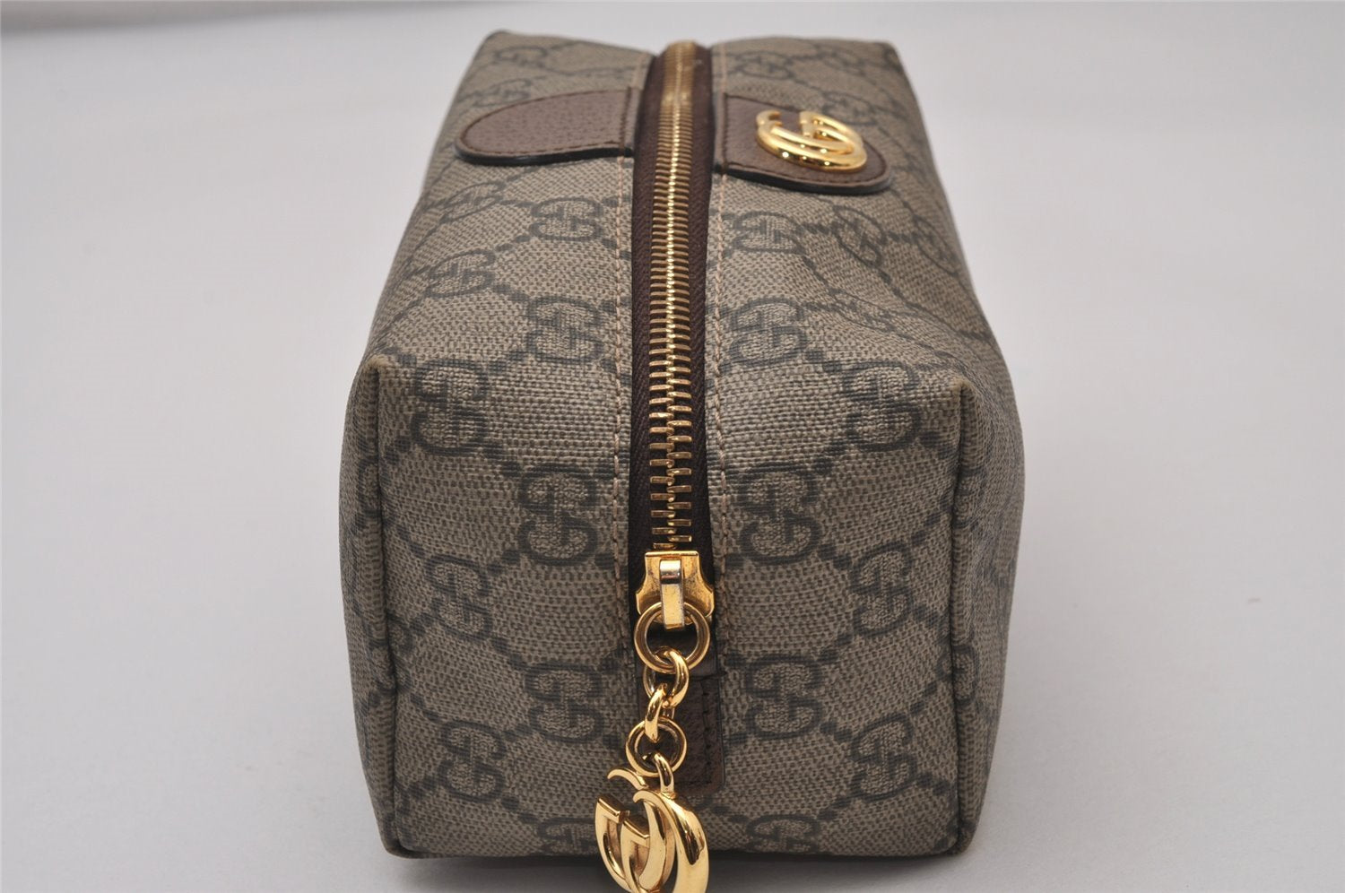 Authentic GUCCI OPHIDIA Pouch Purse GG PVC Leather 548393 Brown Box 8475I