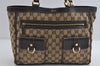 Authentic GUCCI Abbey Shoulder Tote Bag GG Canvas Leather 146247 Brown 8477I