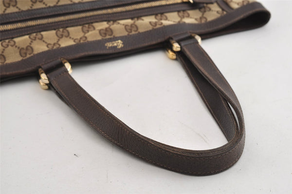 Authentic GUCCI Abbey Shoulder Tote Bag GG Canvas Leather 146247 Brown 8477I