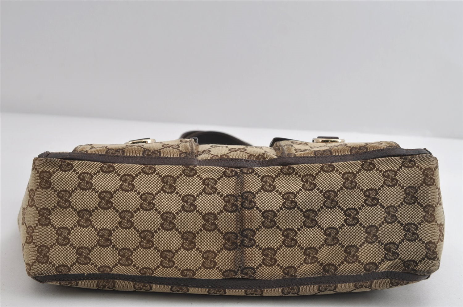 Authentic GUCCI Abbey Shoulder Tote Bag GG Canvas Leather 146247 Brown 8477I