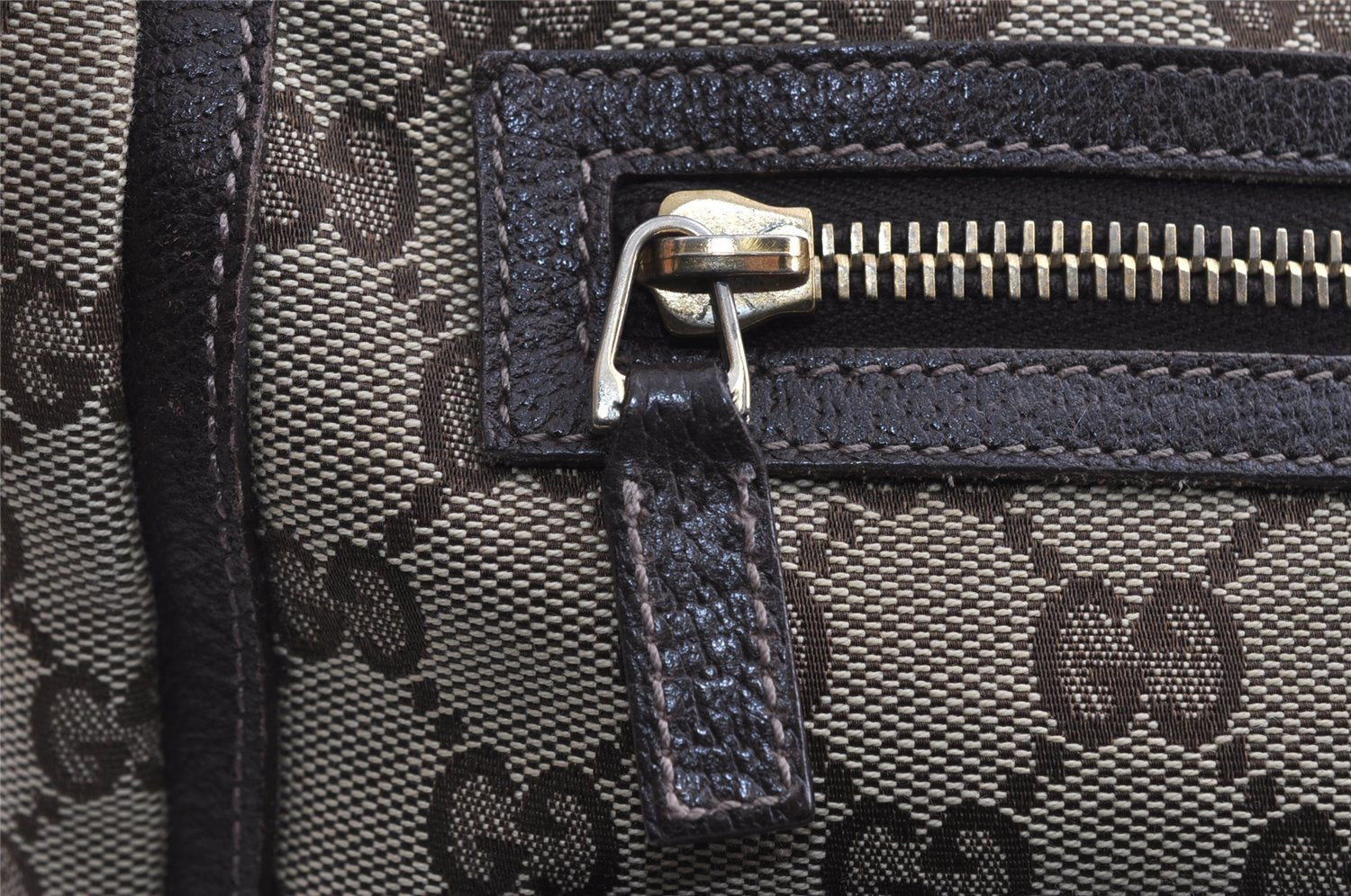 Authentic GUCCI Abbey Shoulder Tote Bag GG Canvas Leather 146247 Brown 8477I