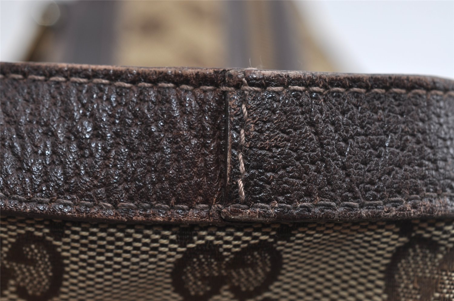 Authentic GUCCI Abbey Shoulder Tote Bag GG Canvas Leather 146247 Brown 8477I