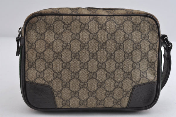 Authentic GUCCI Web Sherry Line Clutch Bag GG PVC Leather 152599 Brown 8478I