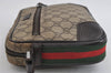 Authentic GUCCI Web Sherry Line Clutch Bag GG PVC Leather 152599 Brown 8478I