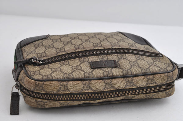 Authentic GUCCI Web Sherry Line Clutch Bag GG PVC Leather 152599 Brown 8478I