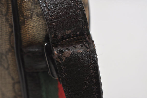 Authentic GUCCI Web Sherry Line Clutch Bag GG PVC Leather 152599 Brown 8478I