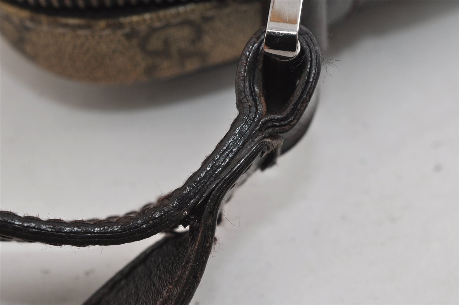 Authentic GUCCI Web Sherry Line Clutch Bag GG PVC Leather 152599 Brown 8478I