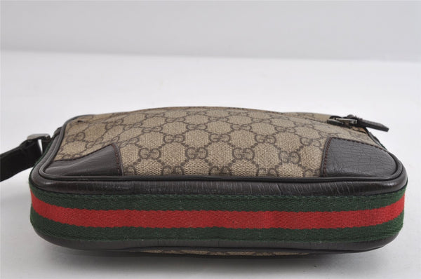 Authentic GUCCI Web Sherry Line Clutch Bag GG PVC Leather 152599 Brown 8478I