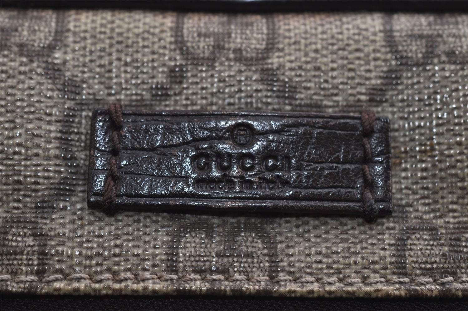 Authentic GUCCI Web Sherry Line Clutch Bag GG PVC Leather 152599 Brown 8478I