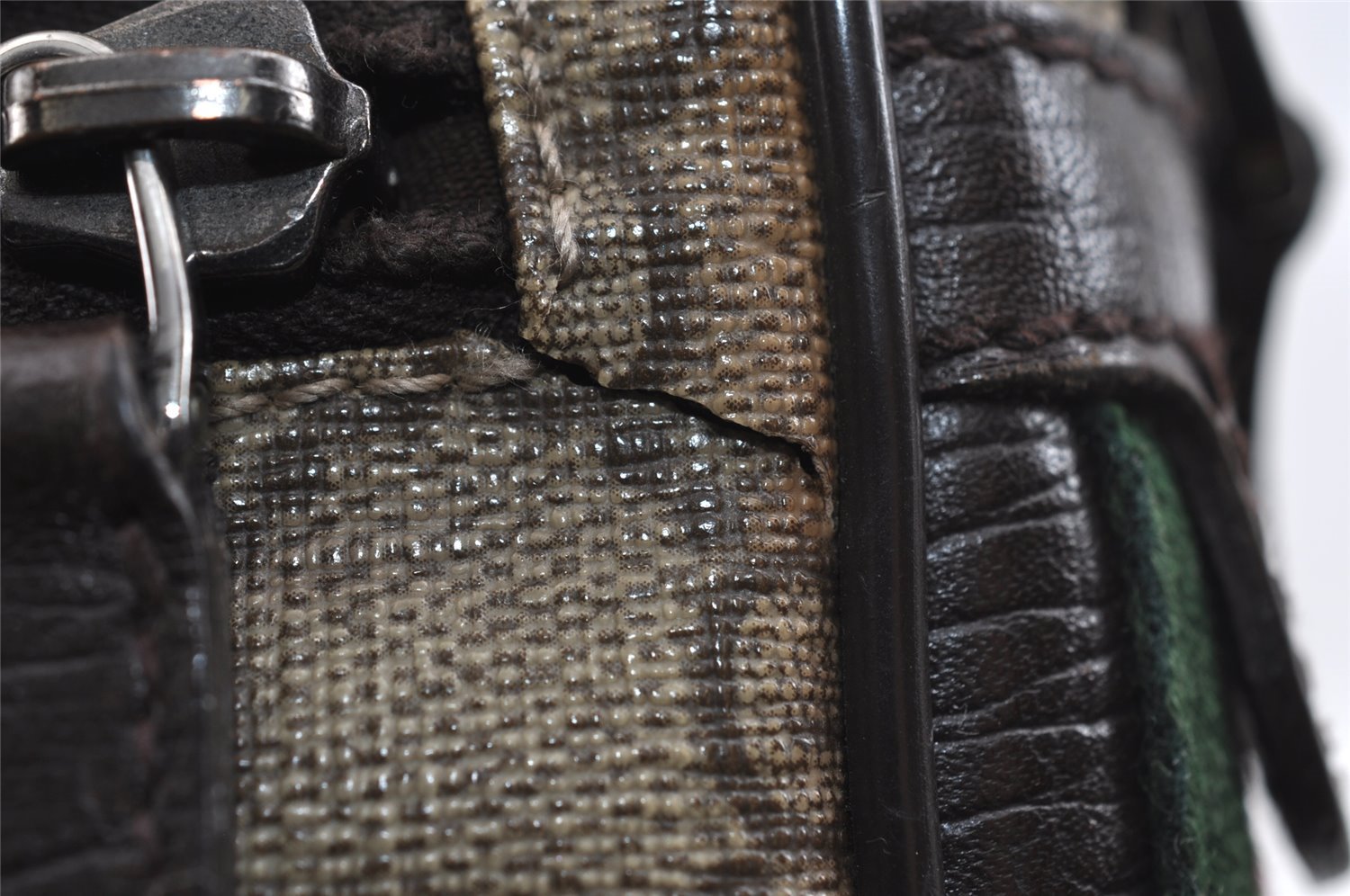 Authentic GUCCI Web Sherry Line Clutch Bag GG PVC Leather 152599 Brown 8478I