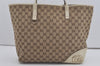 Authentic GUCCI New Britt Shoulder Tote Bag GG Canvas Leather 169946 Brown 8479I