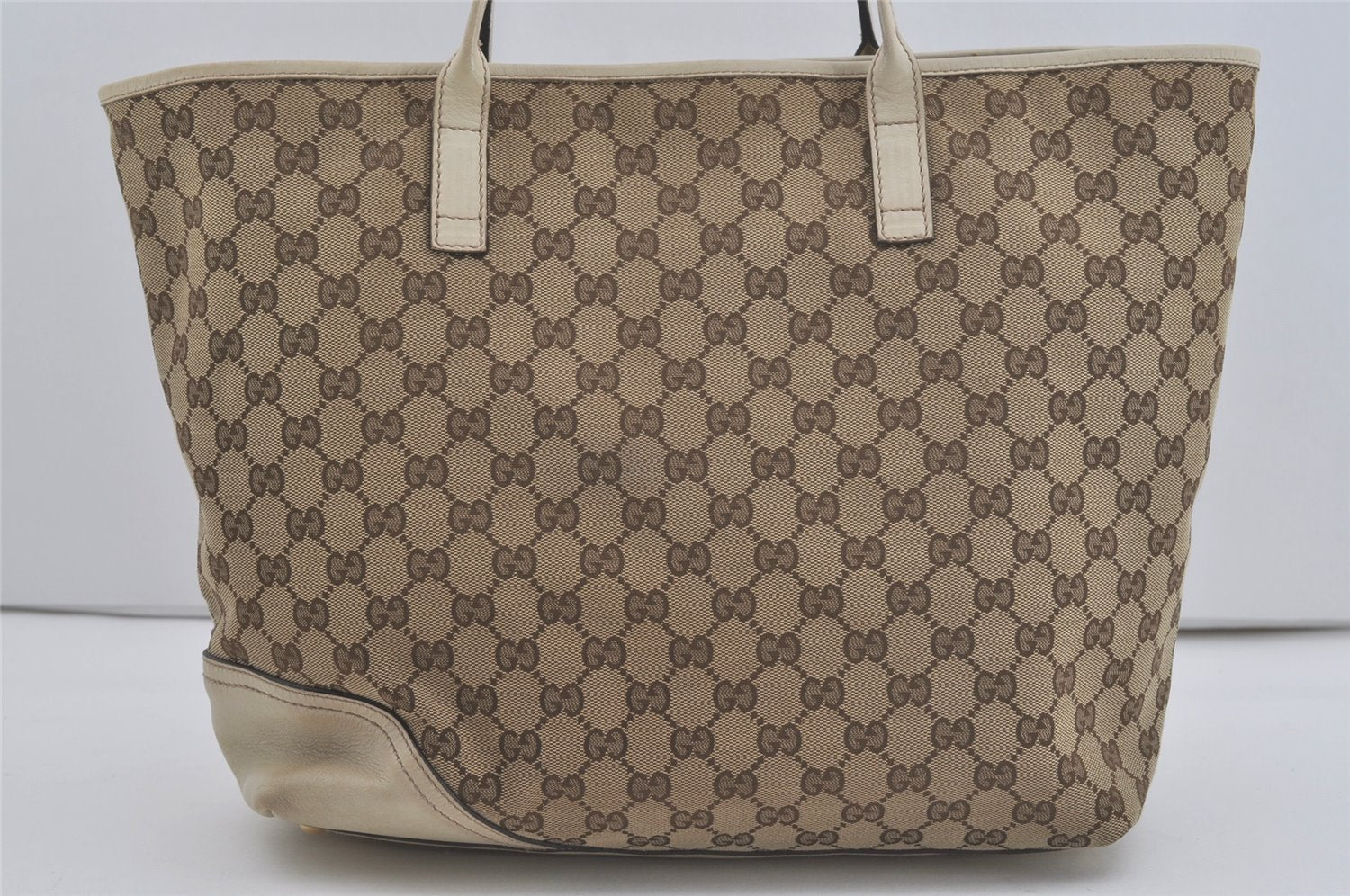 Authentic GUCCI New Britt Shoulder Tote Bag GG Canvas Leather 169946 Brown 8479I