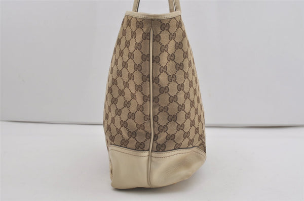 Authentic GUCCI New Britt Shoulder Tote Bag GG Canvas Leather 169946 Brown 8479I