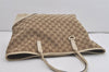 Authentic GUCCI New Britt Shoulder Tote Bag GG Canvas Leather 169946 Brown 8479I