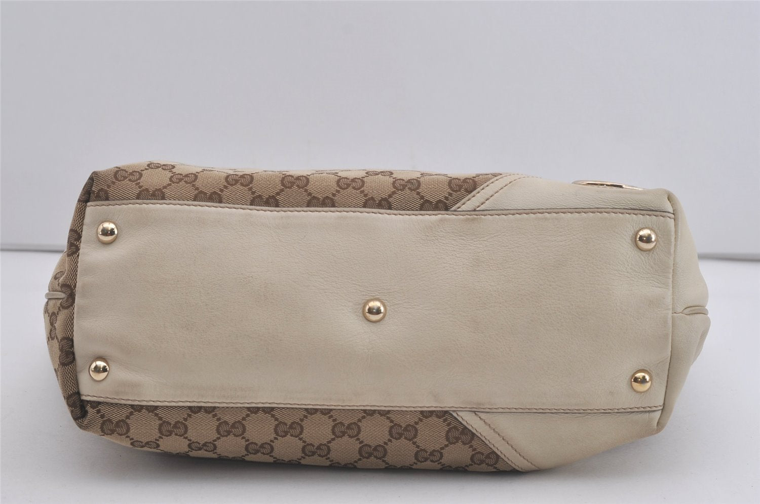 Authentic GUCCI New Britt Shoulder Tote Bag GG Canvas Leather 169946 Brown 8479I