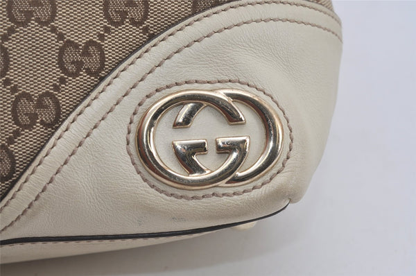 Authentic GUCCI New Britt Shoulder Tote Bag GG Canvas Leather 169946 Brown 8479I