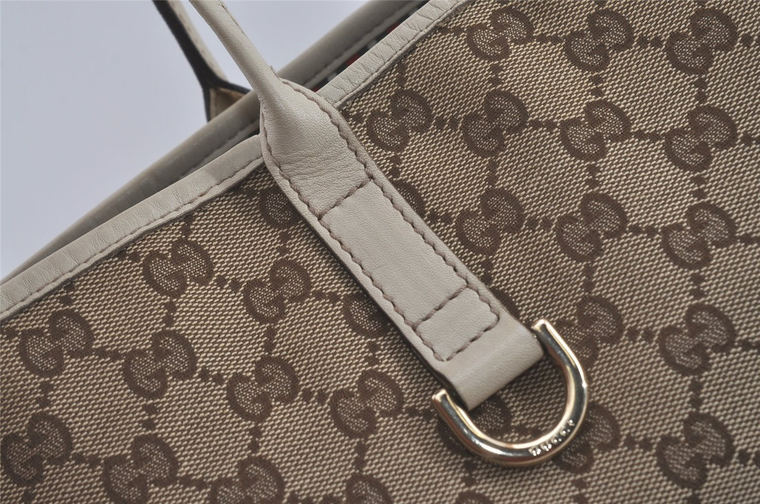 Authentic GUCCI New Britt Shoulder Tote Bag GG Canvas Leather 169946 Brown 8479I