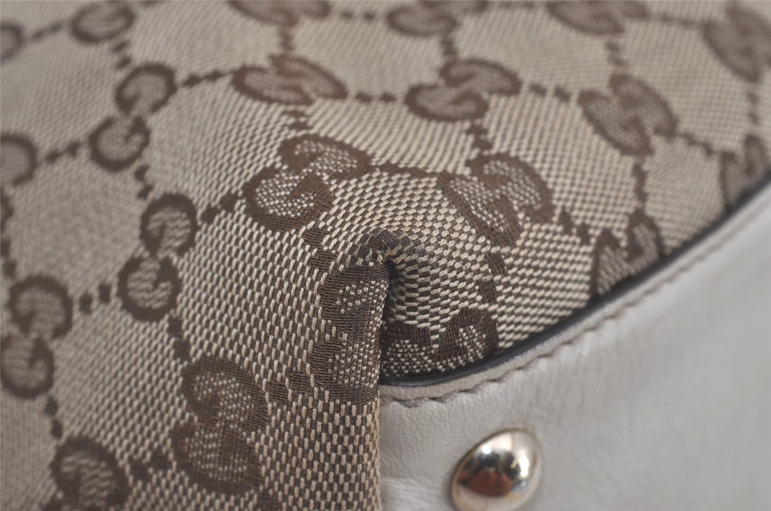 Authentic GUCCI New Britt Shoulder Tote Bag GG Canvas Leather 169946 Brown 8479I