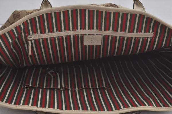 Authentic GUCCI New Britt Shoulder Tote Bag GG Canvas Leather 169946 Brown 8479I