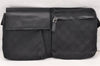 Authentic GUCCI Vintage Waist Body Bag Purse GG Canvas Leather 28566 Black 8480I