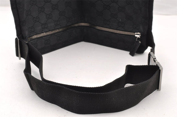 Authentic GUCCI Vintage Waist Body Bag Purse GG Canvas Leather 28566 Black 8480I