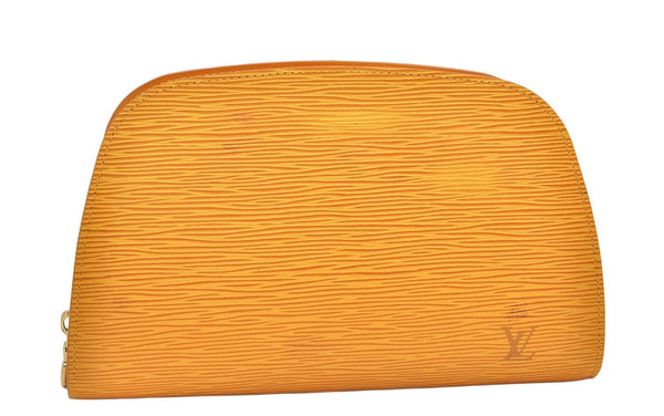 Authentic Louis Vuitton Epi Dauphine MM Pouch Clutch Bag Purse Yellow Junk 8480M