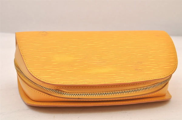 Authentic Louis Vuitton Epi Dauphine MM Pouch Clutch Bag Purse Yellow Junk 8480M