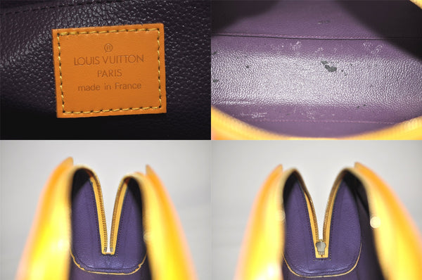 Authentic Louis Vuitton Epi Dauphine MM Pouch Clutch Bag Purse Yellow Junk 8480M