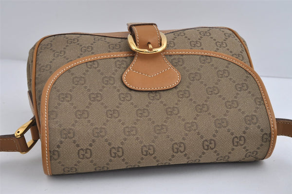 Authentic GUCCI Shoulder Cross Body Bag GG Canvas Leather Khaki Green 8481I