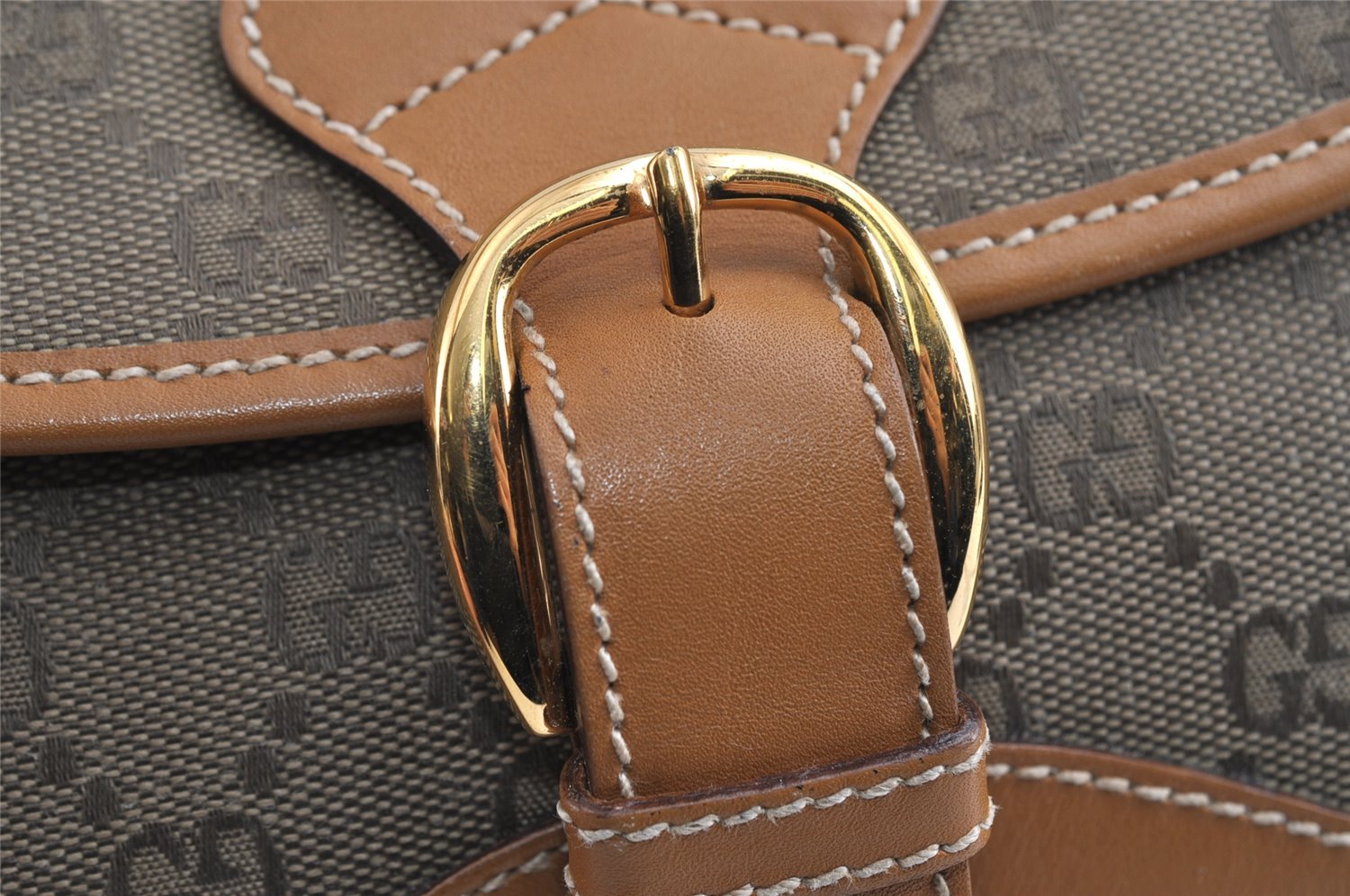 Authentic GUCCI Shoulder Cross Body Bag GG Canvas Leather Khaki Green 8481I