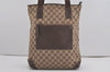 Authentic GUCCI Vintage Shoulder Tote Bag GG Canvas Leather 28892 Brown 8482I