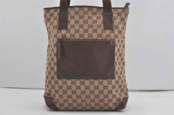 Authentic GUCCI Vintage Shoulder Tote Bag GG Canvas Leather 28892 Brown 8482I