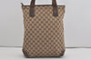 Authentic GUCCI Vintage Shoulder Tote Bag GG Canvas Leather 28892 Brown 8482I