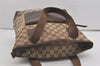 Authentic GUCCI Vintage Shoulder Tote Bag GG Canvas Leather 28892 Brown 8482I