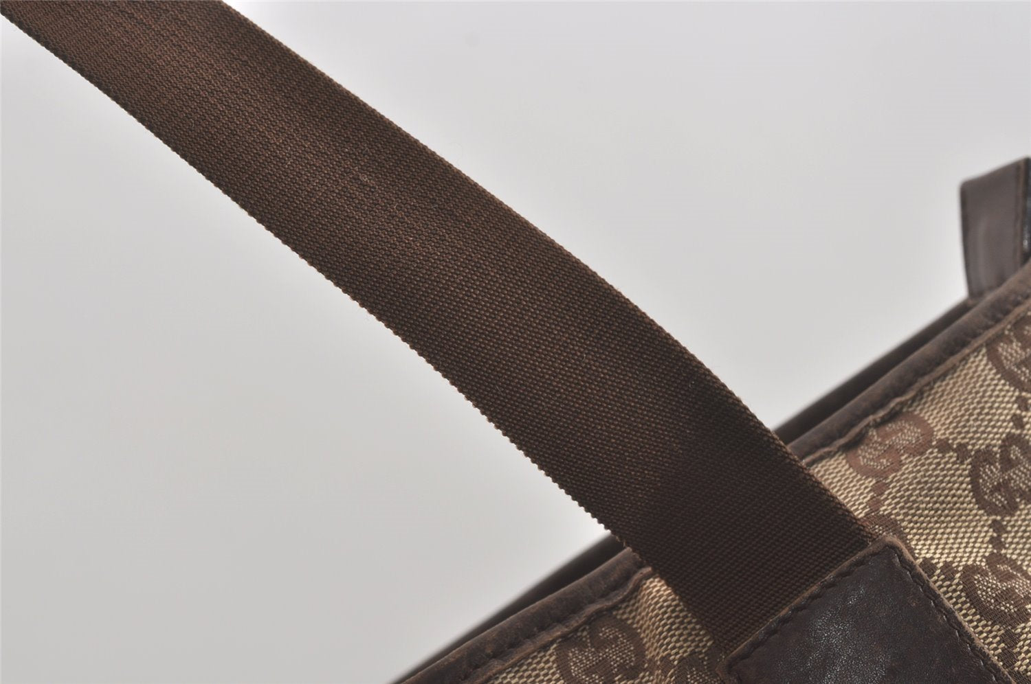 Authentic GUCCI Vintage Shoulder Tote Bag GG Canvas Leather 28892 Brown 8482I