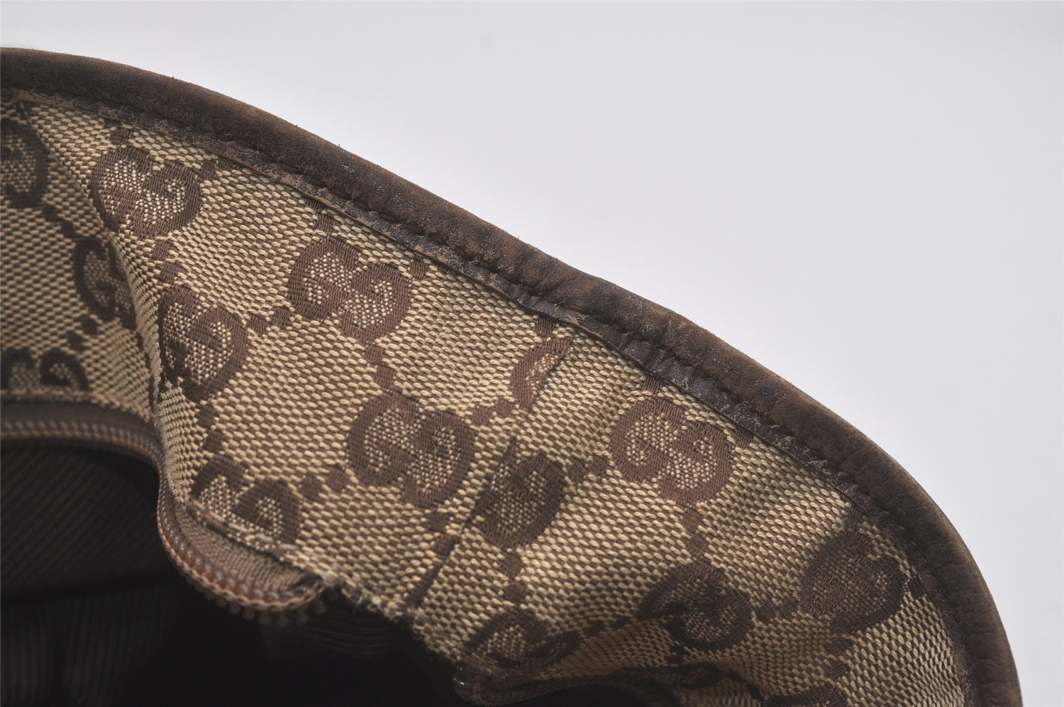 Authentic GUCCI Vintage Shoulder Tote Bag GG Canvas Leather 28892 Brown 8482I