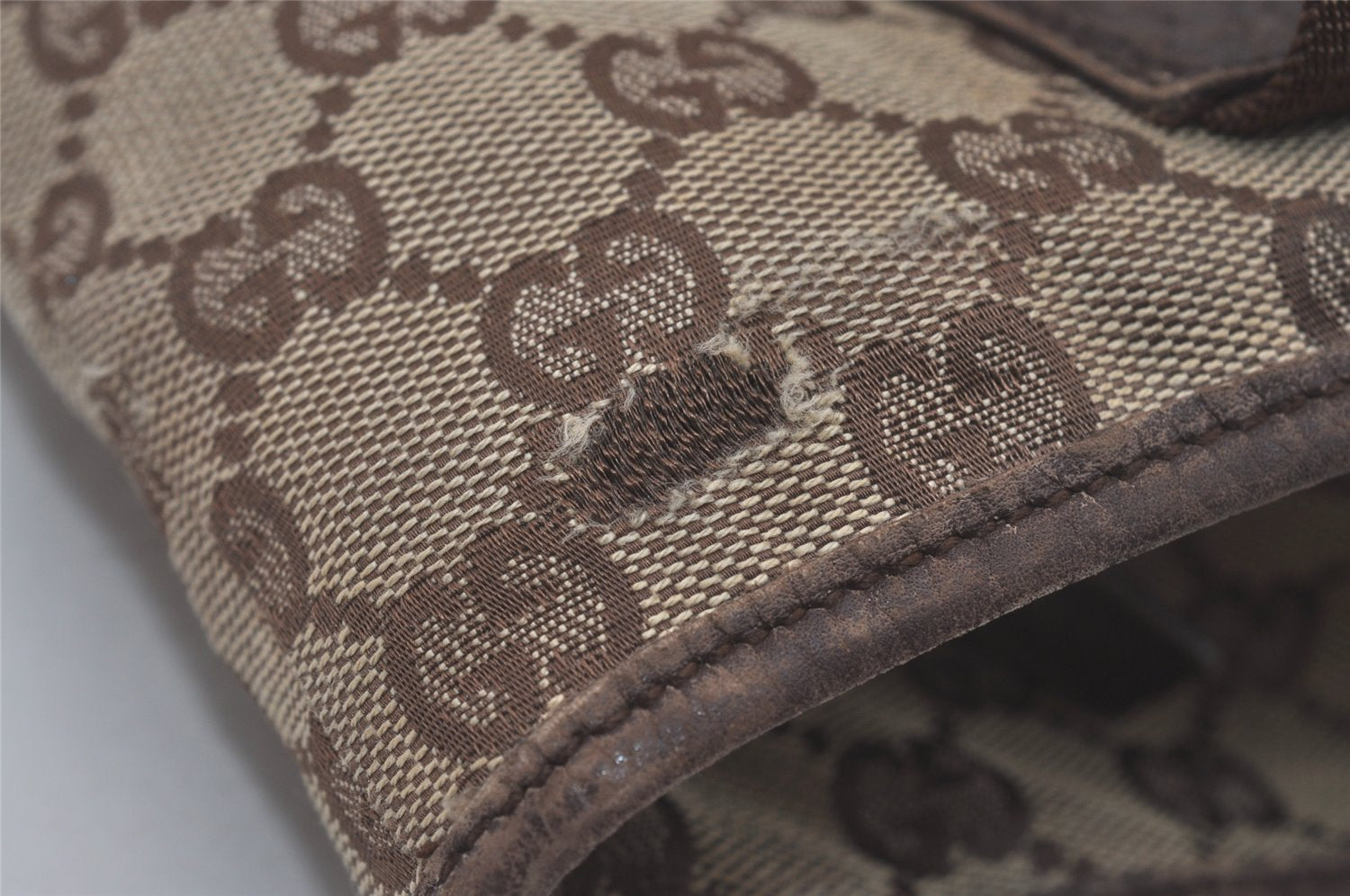 Authentic GUCCI Vintage Shoulder Tote Bag GG Canvas Leather 28892 Brown 8482I